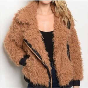 Favlux Fashion Women's Tan Faux Fur Jacket. Size Small